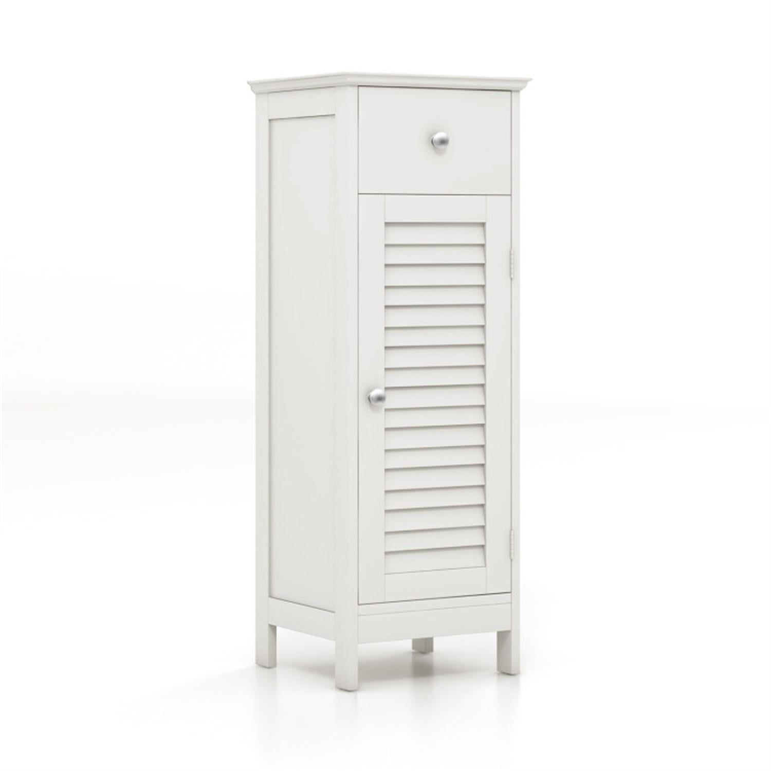 Demi Bonn Wood Bathroom Storage Cabinet, Bathroom Floor Cabinet with Drawer and Shutter Door for Bathroom, Living Room, Bedroom, Kitchen, White