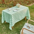 thumbnail image 6 of BALCONY & FALCON Rectangle Gingham Tablecloth Yarn Dyed Checkered Table Cloth, Blue Green, 55" x 95", 6 of 7