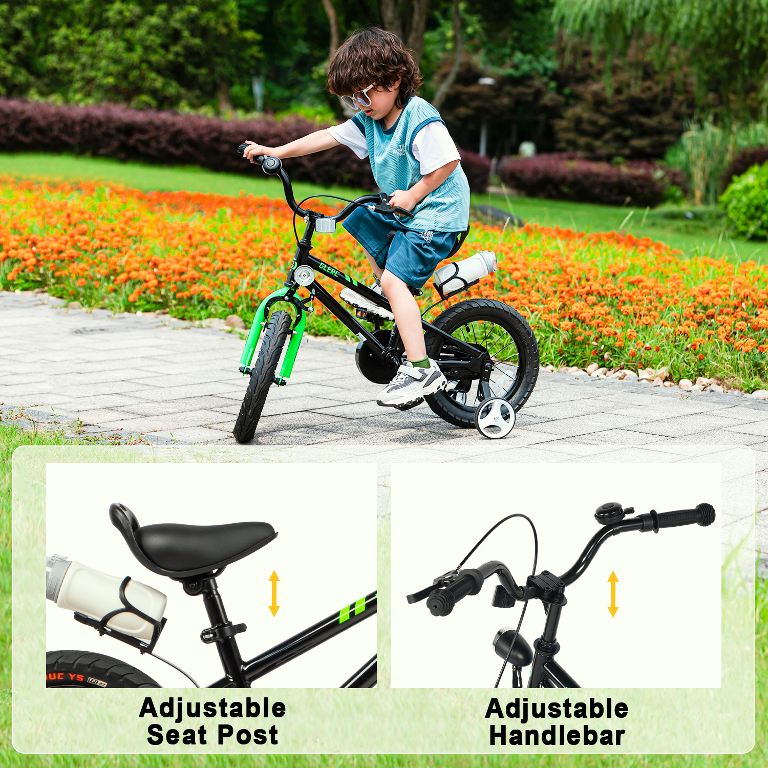 Glerc 12 Inch Toddler Bike with Training Wheels and Light photo 2