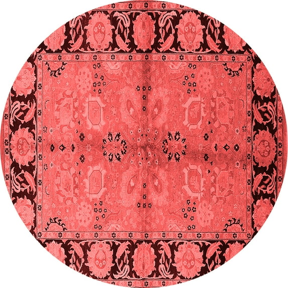 Ahgly Company Indoor Round Oriental Red Industrial Area Rugs, 7' Round