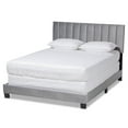 thumbnail image 3 of Bowery Hill Velvet King Size Panel Bed w/ Tufted Headboard in Gray/Black, 3 of 10