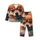 thumbnail image 1 of Balery Colorful Leaf Chihuahua Conjunto de Pijama con Estampado para Mujer, Conjunto de Dos Piezas con Manga Larga, Ropa de Dormir Suave con Bolsillos, Pijamas Cómodos-XX-Large, 1 of 7