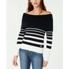 Tommy Hilfiger Women's Contrast-Stripe Off-the-Shoulder Sweater SizeL Navy Blue