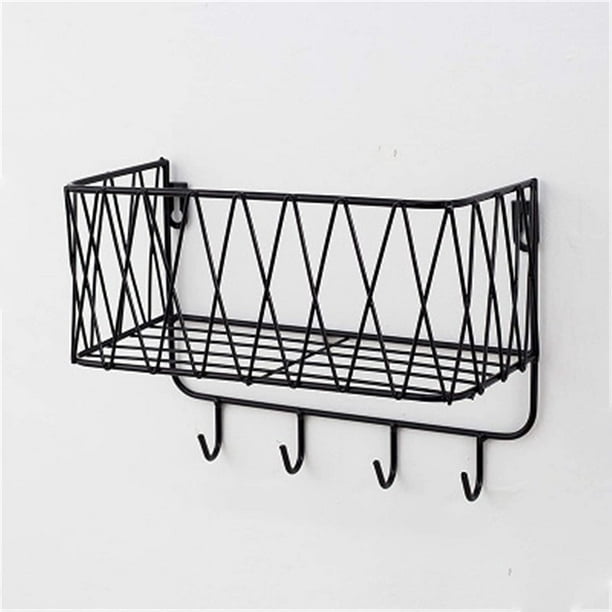 Rongmo Wall Shelf Floating Shelf With Metal Grid, Wall Shelf With Hooks, Towel Rail, Wall Wardrobe Floating Home Decor Other Golden