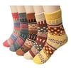 jingyuKJ 5 Pairs Wool Retro Printed Women Autumn Winter Thicken Knit Socks (Style 1)