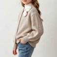 thumbnail image 4 of Xdegoge Girls Cardigan Sweaters Crewneck Long Puff Sleeve Open Front Knit Outerwear Cute Fall Winter Chunky Sweater Tops Warm Casual Knitwear for Kids School Wear, 4 of 8