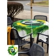 thumbnail image 5 of Outdoor Tablecloth with Umbrella Hole for Patio/Picnic/Party/Camping, Green Yellow Soccer Waterproof Table Cloth Square Cover Washable, Watercolor Football Sports (60"x 60"), 5 of 9