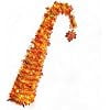 59" Orange Pre-Lit Halloween Tree with Maple Leaves & Pumpkins – Collapsible Curved Pencil Artificial Fall Decor with 150 LED Lights, Indoor Use for Home, Party, Thanksgiving – Orange