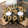 thumbnail image 3 of Black Moon Sunflower Pattern Round Tablecloth 60"x60",Wrinkle Wipeable Table Cloth for Kitchen Dining Room Picnic Patio Party, 3 of 6
