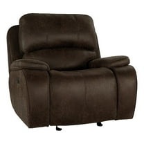 Talo 42 Inch Glider Chair- Manual Recliner- Cushioned- Brown Faux Leather