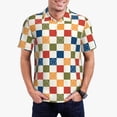 thumbnail image 5 of Yiaed Floral CheckerboardPrint Men's Short Sleeve Polo Shirt,Golf Polo for Men Three-Button Golf Shirt Athletic Casual Collared T-Shirt- Medium, 5 of 7
