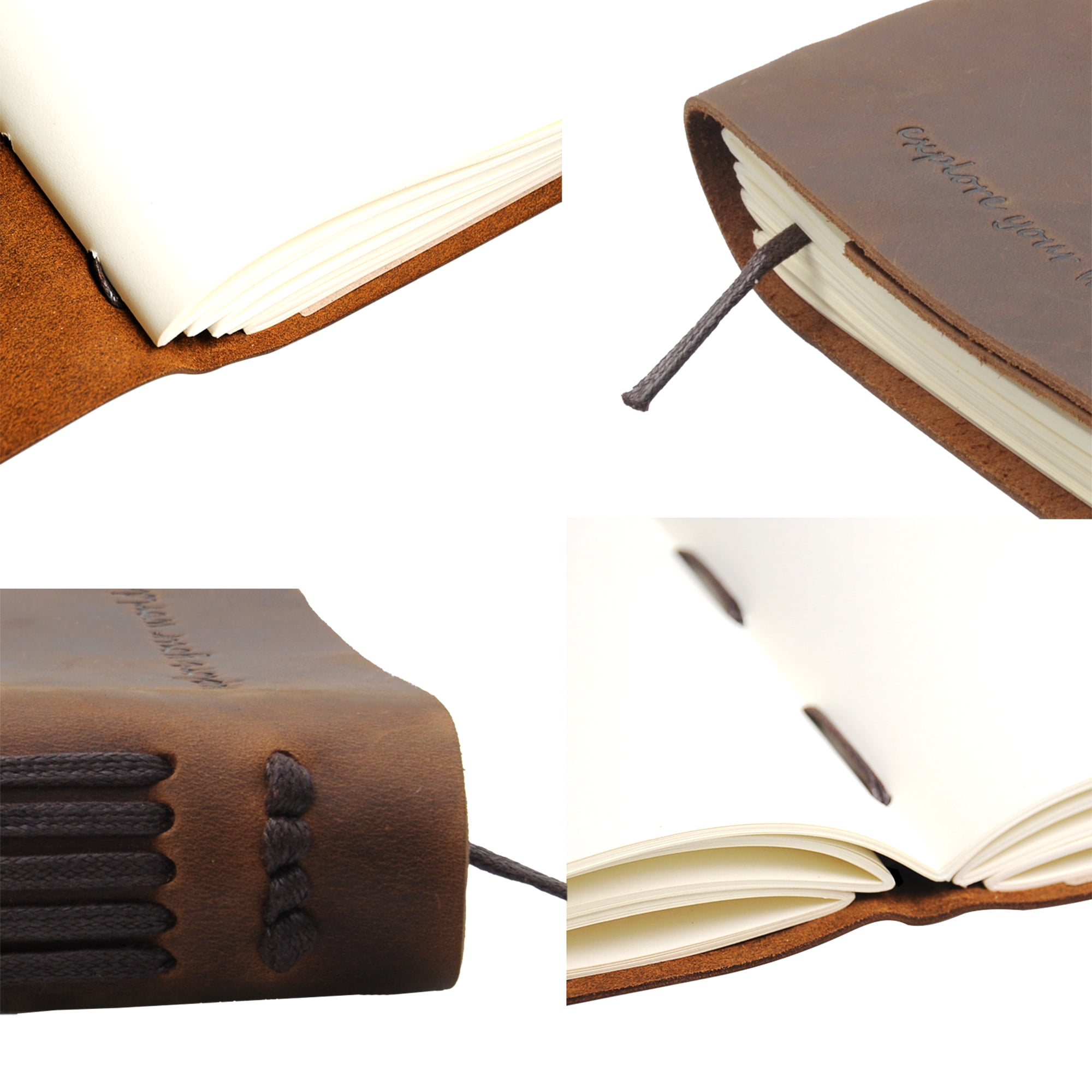 Leather Bound Journal for Men and Women, Handmade Gift Set with World Map Embossed Journal and Stylish Pen, Vintage and Classic, Notebook, Sketchbook, Planner and Diary (300 Pages) (8x6")