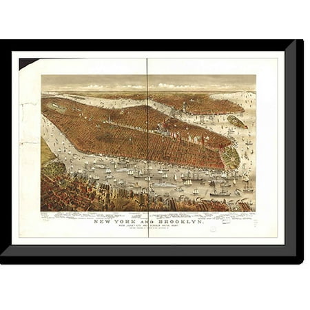 Historic Framed Print, NY New York 1877 MAP, 17-7/8" x 21-7/8"