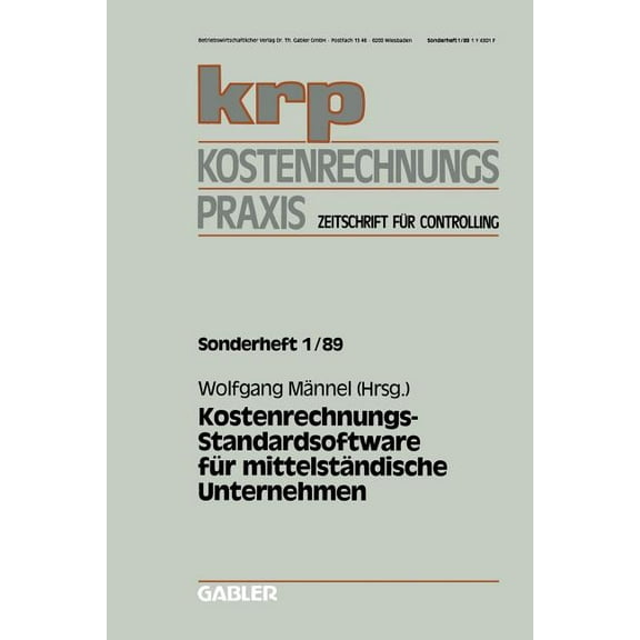 Krp-Sonderhefte Kostenrechnungs-Standardsoftware Für Mittelständische Unternehmen, (Paperback)