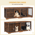 thumbnail image 3 of Hzuaneri 78" Large Double Dog Crate Furniture, Indoor Dog Kennel Furniture for 2 Dogs with Divider, Dual Sliding Barn Doors, Heavy Duty Dog Cage Furniture as TV Stand, Rustic Brown, 3 of 11