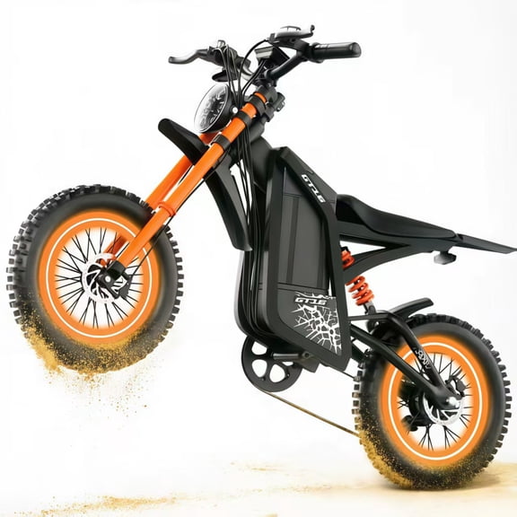 Electric Dirt Bike, 3000W Peak Motor, 35MPH Electric Motorcycle,48V/25AH Battery E Mountain bike, 5 PAS Speeds, Hydraulic Brakes, UL2849 Full Suspension 16" Off Road Tire