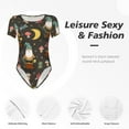 thumbnail image 6 of Balery Women'Sgnome Insect Frog Crew Neck Round Neck Short Sleeves Slim Fit Casual Basic Extender Bodysuit Daily Jumpsuit T Shirts-Xx-Large, 6 of 9