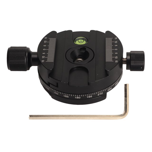 Adaptador de montaje de placa de liberación rápida con nivel de burbuja para videocámara DSLR, panorámica de 360 grados.