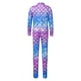 thumbnail image 2 of CHICTRY Kids Girls Mermaid Cosplay Jumpsuit Halloween Costume Fish Scales Print Long Sleeve Dance Gymnastics Unitard Type H 7-8, 2 of 7