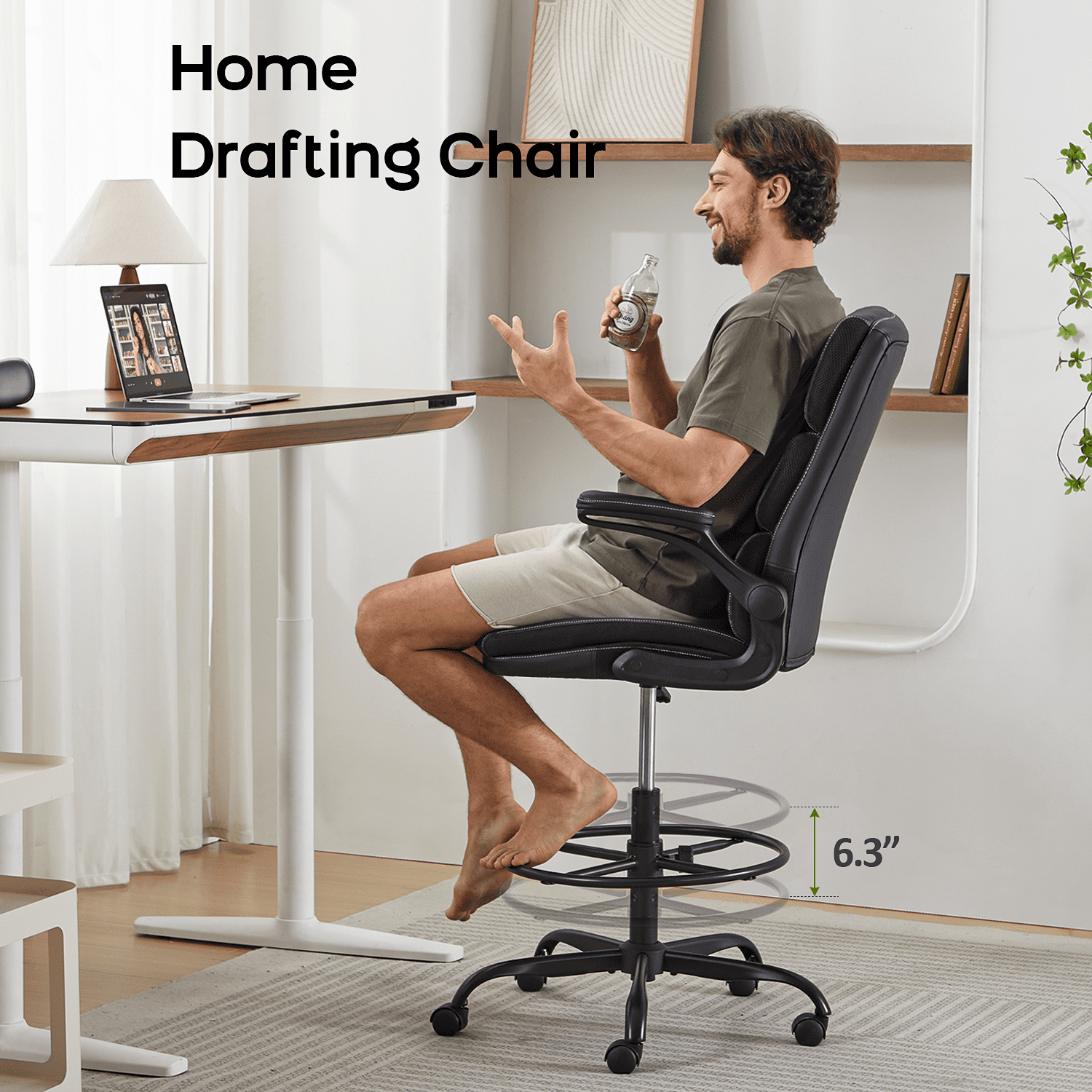 TMV Ergonomic High Back Gaming Chair - Adjustable Desk Office Chair with Lumbar Support, Perfect as Computer Desk Chair with Foot Rest Ring，Black