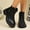 #053-Black, variant on Wowcloth Women's Fashion Casual Winter Ankle Boots – Solid Color Round Toe with Side Zipper, Chunky Low Heel Design for Stylish and Warm Daily Winter Footwear