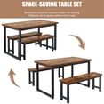 thumbnail image 3 of PORKISS 47.2" Dining Table Set for 4, 3 Piece Kitchen Table Set with 2 Benches, Space Saving Breakfast Nook Dining Set, Small Dining Room Table Set for Apartment, Brown, 3 of 9