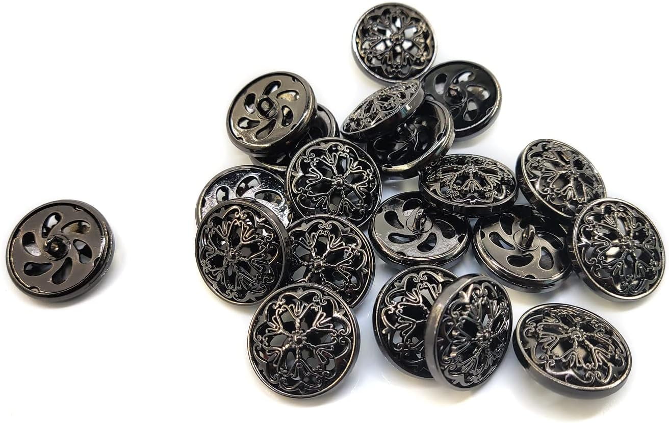 ABPETE Buttons,Vintage Metal Sew-On Buttons 20pcs - 40L (1" / 25mm) Openwork Carved Design for Double-Breasted Coats & Peacoats,Retro Hollow-Circle Buttons