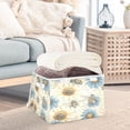 thumbnail image 5 of WOBOGO Blue White Flower Bee Pattern Large Collapsible Storage Box Flip Lid Fabric Decorative Organizer Container Basket with Handles 16.5×12.6×11.8in, 5 of 7