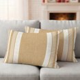 thumbnail image 2 of Lumbar Pillow Covers 20x12 Inch Set of 2, Vintage Tan Brown Striped Waterproof Outdoor Pillow Covers, Farmhouse Modern Stripes Boho Linen Decorative Cushion Pillowcases for Patio Garden Couch Bed, 2 of 9