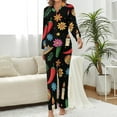 thumbnail image 2 of Top-kevin Women's Pajama Sets Pizza Slice Pattern Long Sleeve Lounge Sets Pjs Sleepwear with Pockets, 2 of 12
