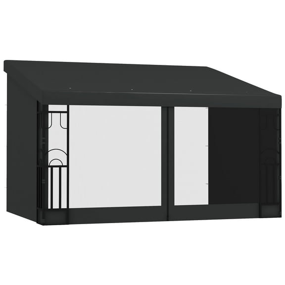 Outsunny Pergola-Gazebo Mural 10 Pieds x 13 Pieds avec Rideaux et Moustiquaires
