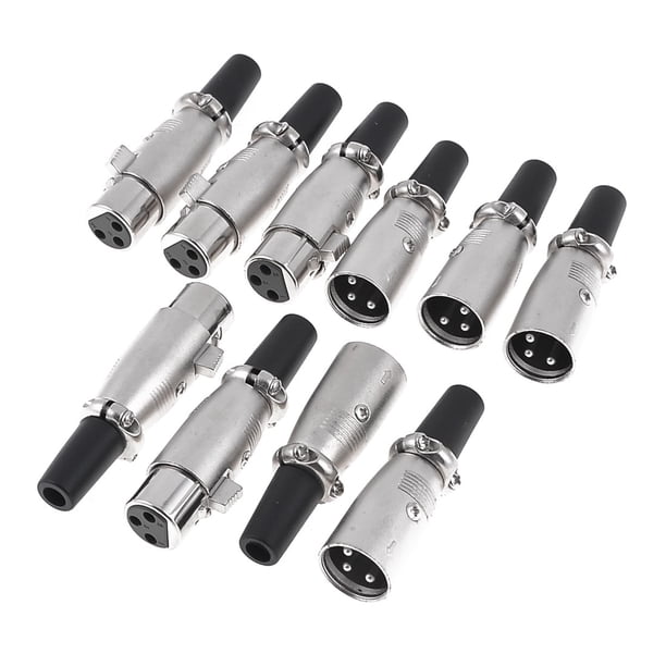 5 Pares de Conectores de Audio de Micrófono Macho/Hembra de 3 Clavijas XLR