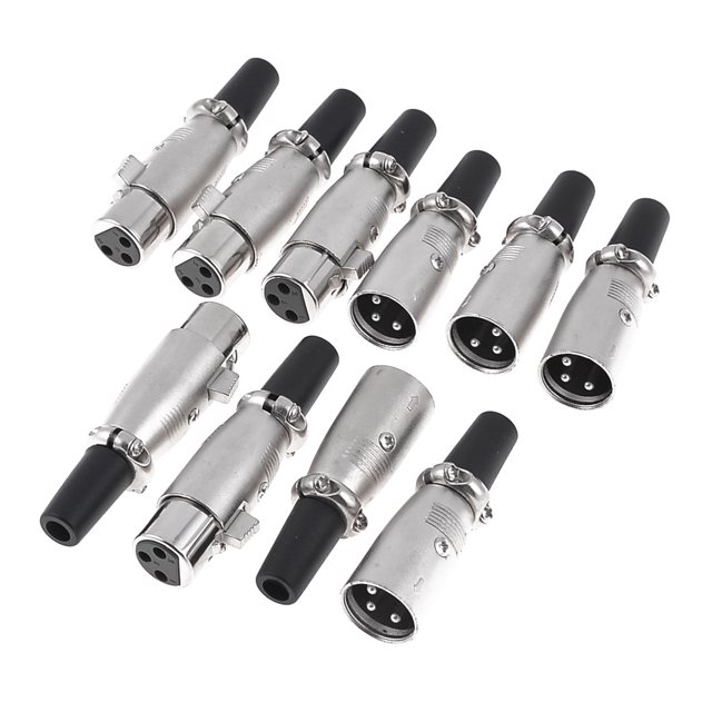 Unique Bargains 5 Pairs Male/Female 3 Terminals XLR Jack Microphone MIC Audio Cable Connector