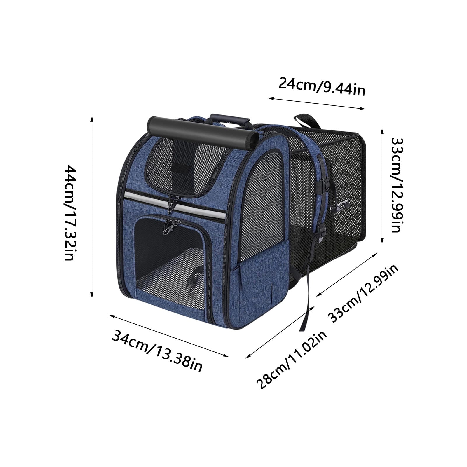 Lightweight Expandable Cat Backpack for Small Dogs, Portable Pet Carrier with Breathable Mesh, Foldable Travel Bag for Hiking Vet Visits,Blue