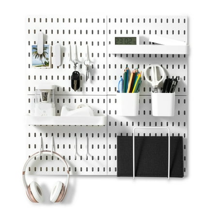 

VUSIGN Pegboard Combination Kit with 4 Pegboards and 14 Accessories Modular Hanging for Wall Organizer 22 x 22 White