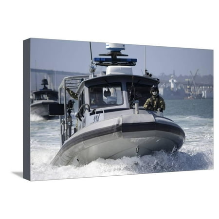 Sailors Conduct Training in Small Boat Defensive Tactics in San Diego Bay Stretched Canvas Print Wall