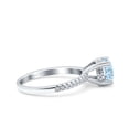 thumbnail image 2 of Wedding Bridal Ring Half Eternity Simulated Aquamarine CZ 925 Sterling Silver Size 6, 2 of 5