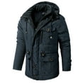 thumbnail image 3 of IYTR Men's Winter Warm Hooded Coats Solid Color Long Sleeve Thicken Fleece Jackets Parkas Outwear with Pockets Blue M, 3 of 6