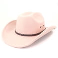 thumbnail image 4 of Ceisia Men Wide Brim Cowboy Hat Solid Color Braided Band Decor Western Style Hat For Outdoor Party Travel Daily Wear Gift, 4 of 5