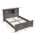 thumbnail image 4 of BOSHIRO Queen Size Bed Frame with Charging Station, Farmhouse Headboard with Sliding Barn Doors and Storage, Platform Design with Bracket Footboard, Noiseless, No Box Spring Required, Grey, 4 of 7