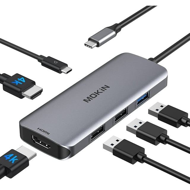 Estación de acoplamiento USB C, adaptador HDMI dual MOKin para Windows