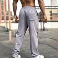 thumbnail image 3 of Hfolob Men's Dress Pants Drawstring Elastic Waist Regular Fit Summer New Sports Fitness Street Retro Leisure Cotton Trousers For Work Business, 3 of 8