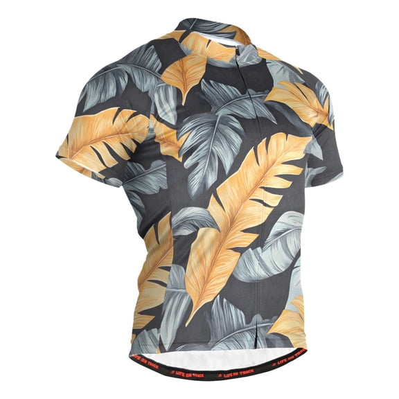 joogoo Tropical Leaf Pattern Men's Cycling Jerseys Mountain Bike Short Sleeve Tops L