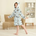 thumbnail image 2 of FORMRS Niños Bathrobe Unisex Hooded Robe Soft Plush Pajamas Sleepwear, Size 2-3T, Cute Cat Faces, 2 of 7