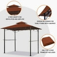 thumbnail image 2 of Eurmax 5FT x 8FT Double Tiered Replacement Canopy Grill BBQ Gazebo Roof Top Gazebo Canopy Roof(Rust Red), 2 of 5