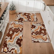 Farmhouse Kitchen Rugs Set 3 Piece, Boho Kitchen Mats for Floor, Non-Slip Kitchen Rug Waterproof Mats for Kitchen, Runner Rugs for Hallway Laundry Holiday Sink Decor