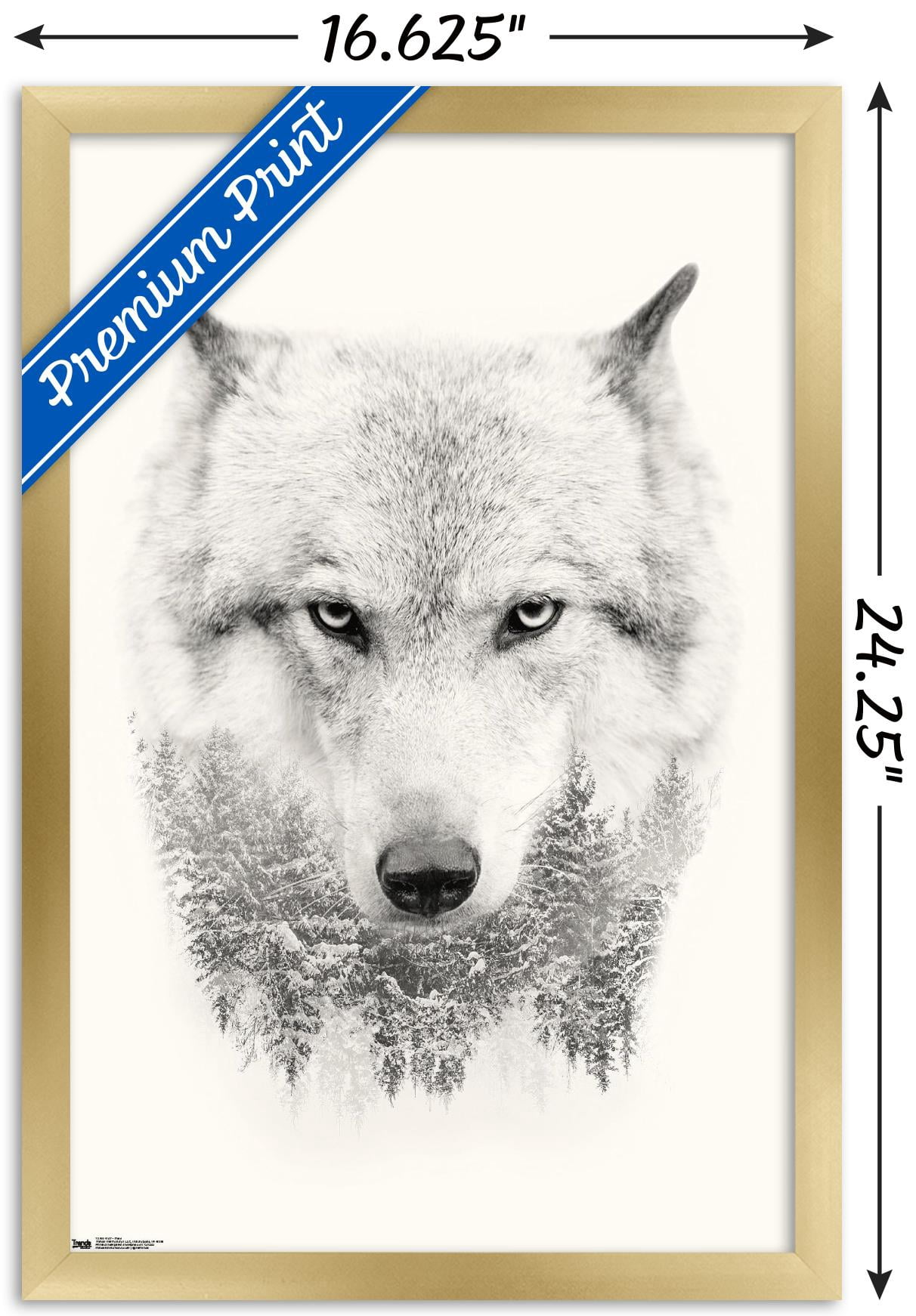 Wolf - Trees Wall Poster, 14.725" x 22.375", Framed