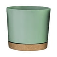thumbnail image 2 of QYXQPYO Round Ceramic Flower Pot with Saucer, 6.49x6.1x5.7 Inch, Stylish Planter for Indoor and Outdoor Plants, Easy to Care and Perfect for Succulents, Light Green, 2 of 9