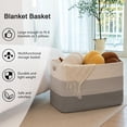 thumbnail image 5 of 108L Super Large Blanket Basket, 25”x16”x16”(108L) Rectangle Woven Baskets for Storage, Cotton Rope Basket For Living Room, Toy Storage with Handle - Gradient Grey, 5 of 14