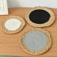 thumbnail image 4 of Matsuzay Tapete de redondo, posavasos, mantel Individual de aislamiento tejido de paja, decoración de escritorio de cocina de estilo nórdico de Mostrada línea gris claro 15cm Matsuzay HA083315-03, 4 of 6